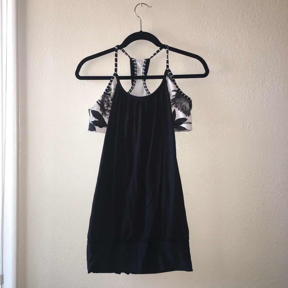 Black Floral Lululemon Athletic Tank